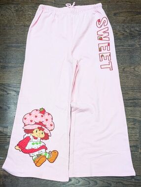 New Strawberry Shortcake Embroidered Patch SWEET Pink Sweatpants Large